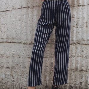 Brandy Melville Flowy Pants- Navy and White